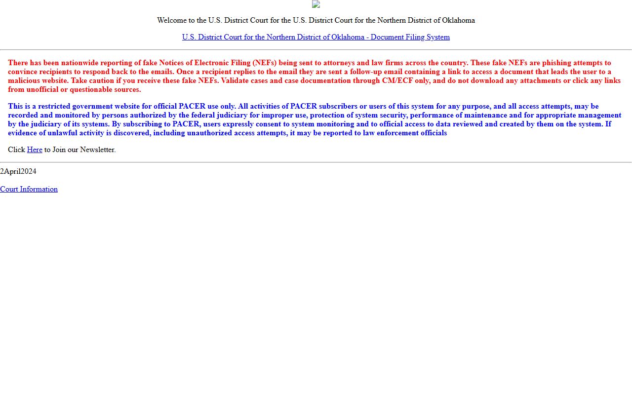 Ottawa County Court Clerk and the Northern District CM/ECF federal court records portal