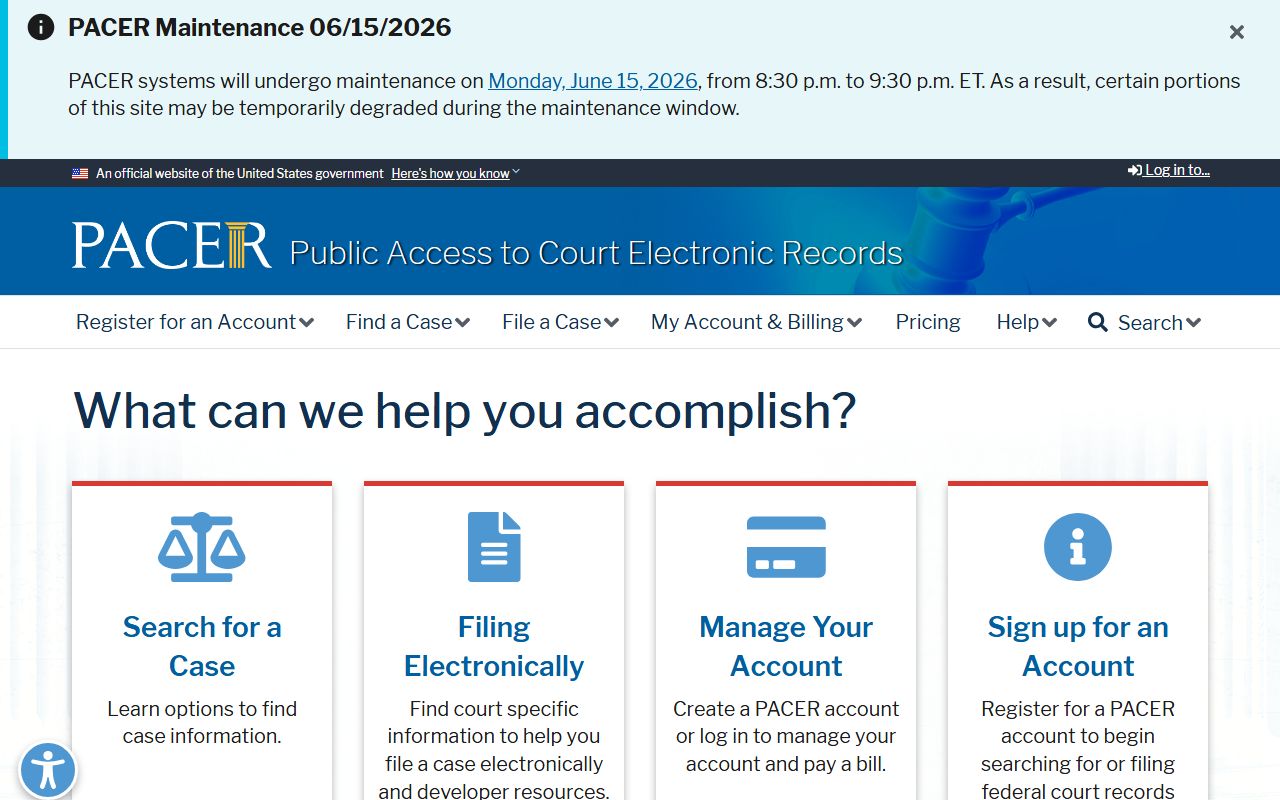 PACER federal court records access compared with the Ottawa County Court Clerk