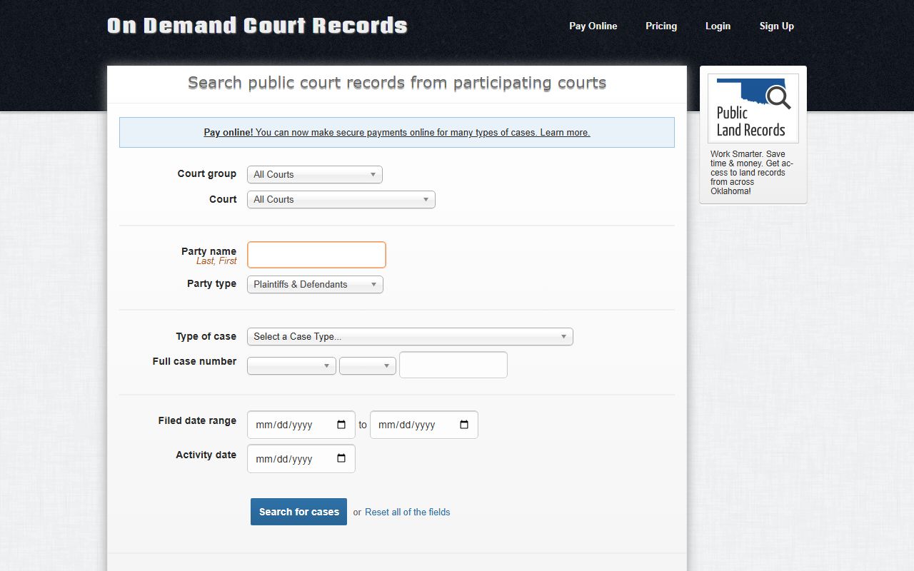 Ottawa County court records search on the ODCR public portal