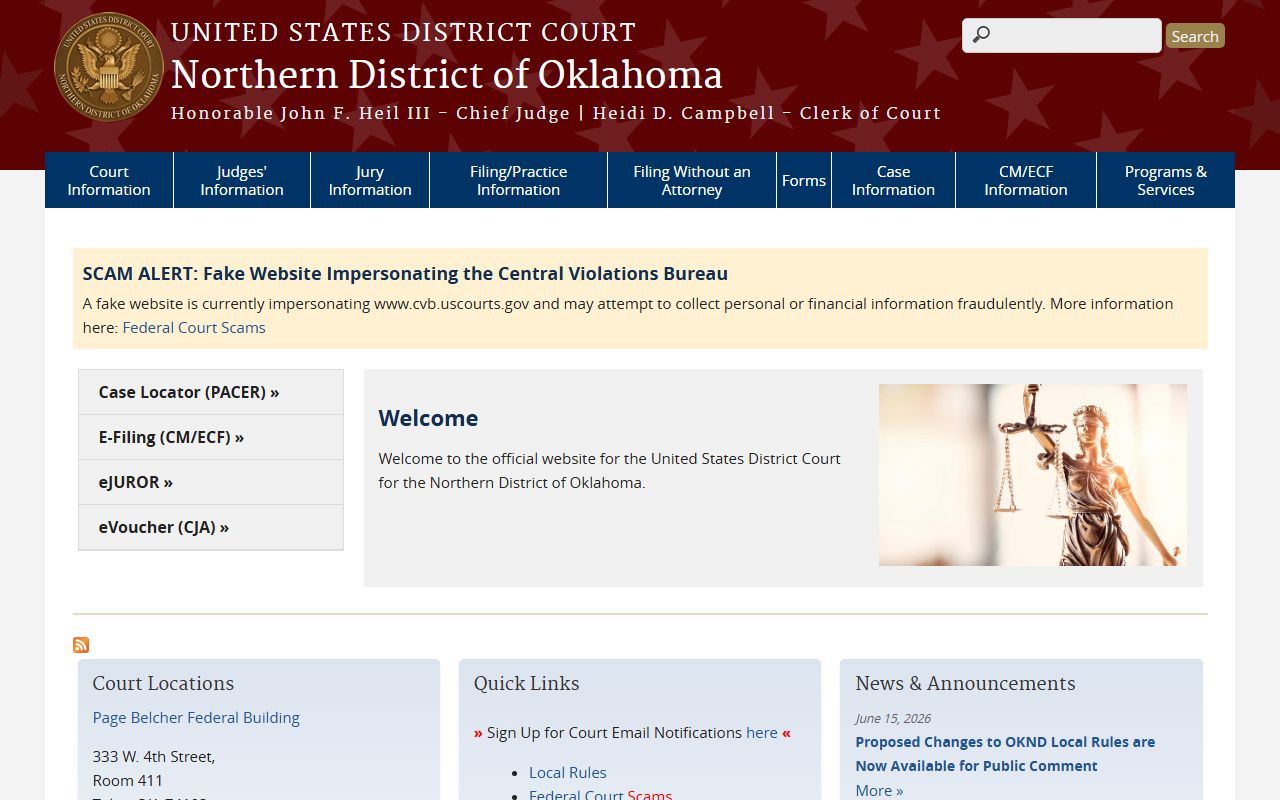 Ottawa County District Court and the federal Northern District of Oklahoma court records