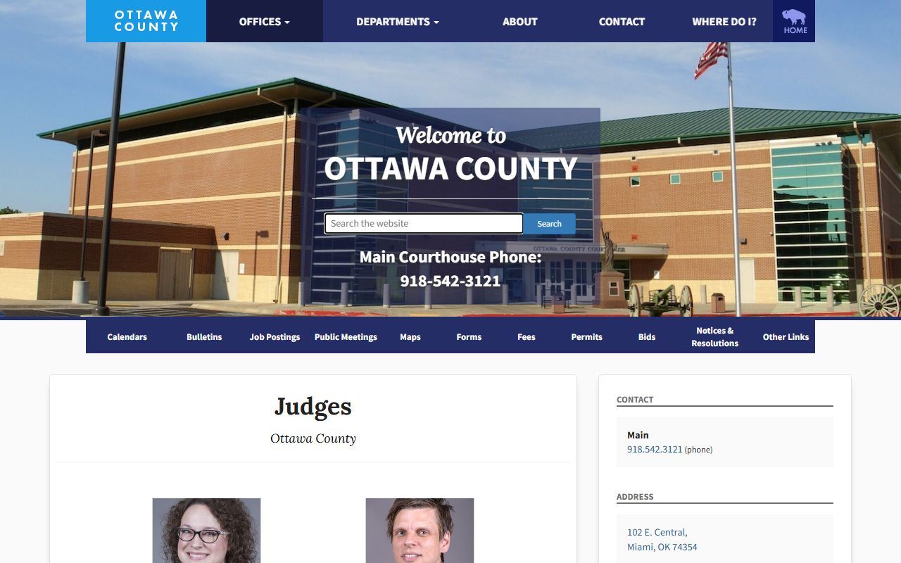 Ottawa County court judges and District Court records page