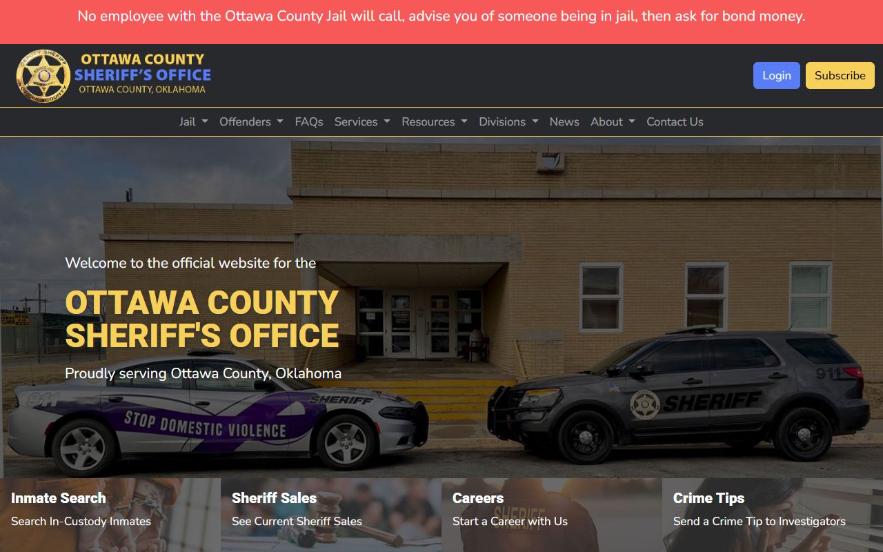 Ottawa County sheriff and jail records on the sheriff office homepage