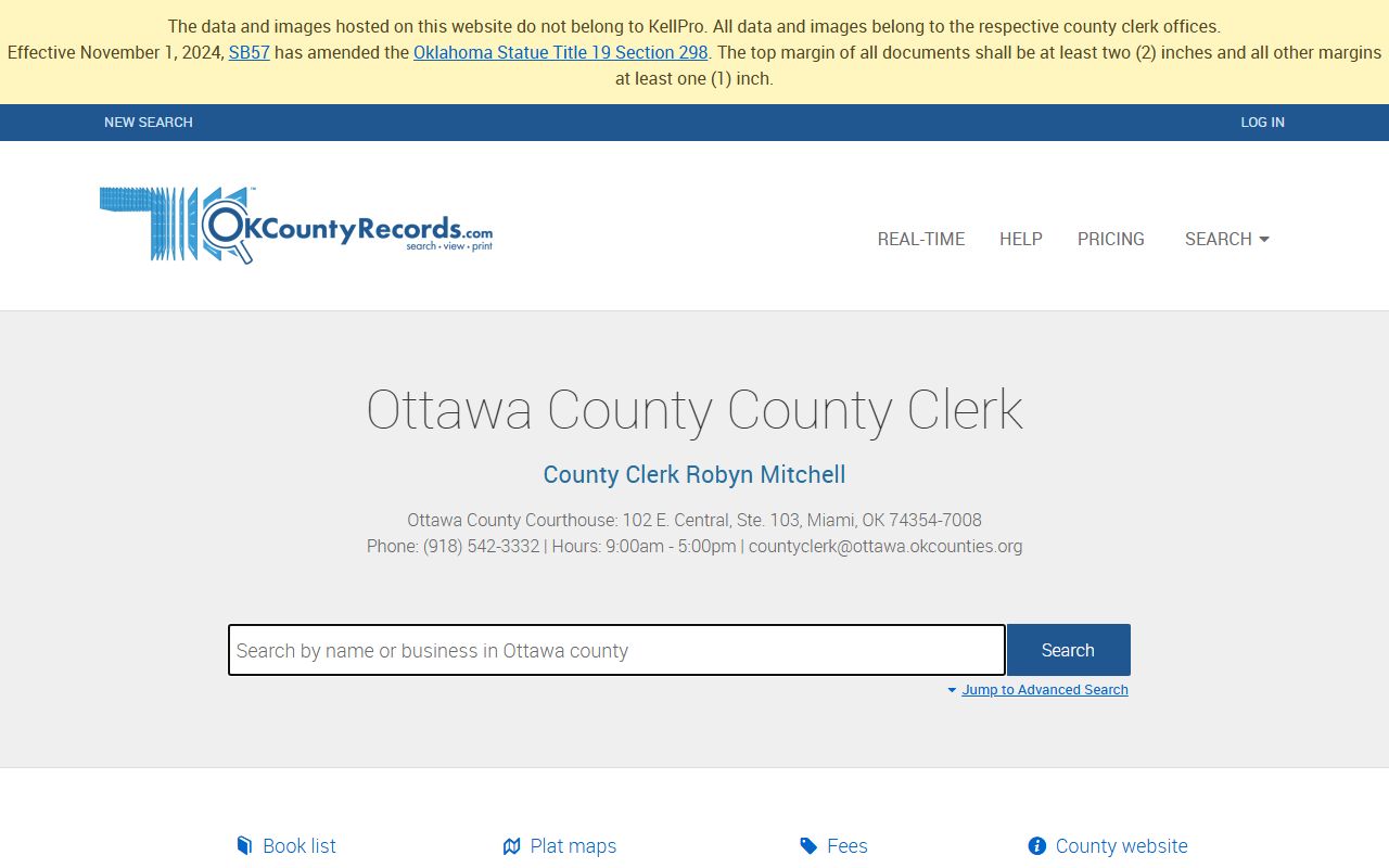 Ottawa County probate records search on the County Clerk land-record portal
