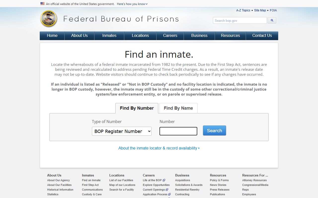 Ottawa County warrant federal check using the Bureau of Prisons inmate locator