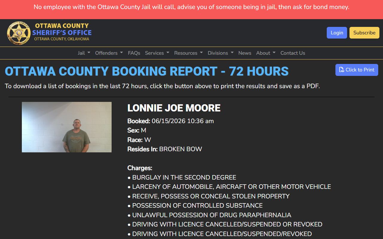 Ottawa County warrant clues in the sheriff's 72 hour booking report